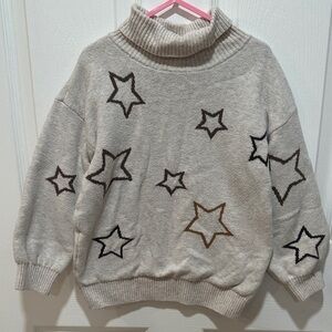 GAP Factory Cream Star Pattern Turtleneck Sweater